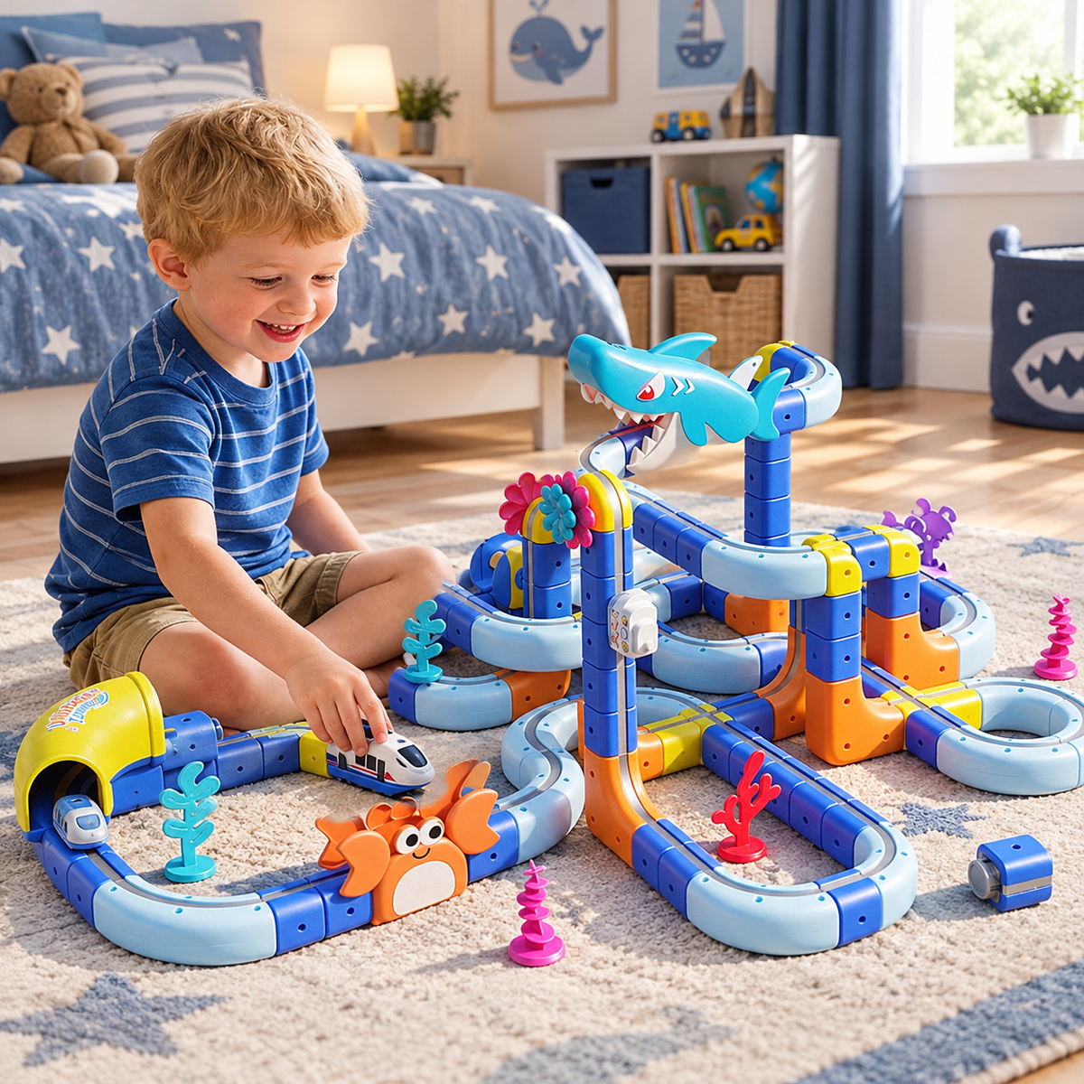 Pista OceanTrack armada en una habitación infantil