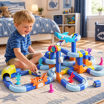 Pista OceanTrack armada en una habitación infantil